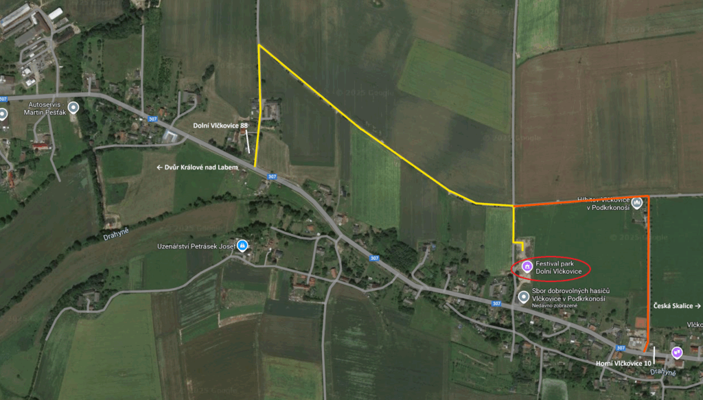 Mapa objížďky